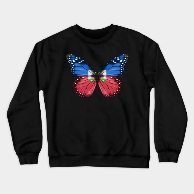 Haitian Flag  Butterfly - Gift for Haitian From Haiti Crewneck Sweatshirt by Country Flags